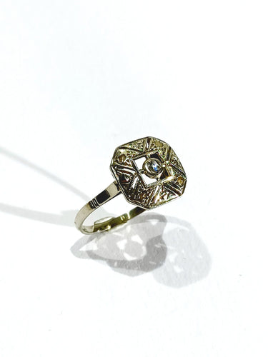 Inel Art Deco Aur alb și diamant