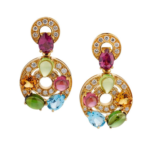 Boucles d'oreilles BULGARI - Boucles d'oreilles Astrale en or jaune et pierres de couleur 58 Facettes