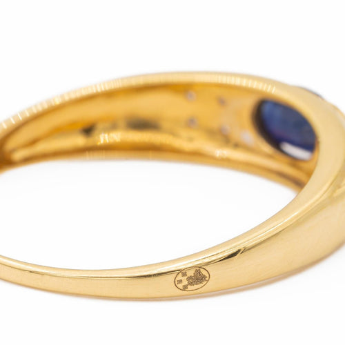 Pierścionek Złoto żółte, Złoto białe Szafir, Diament 