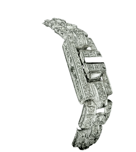 Bracelet Bracelet Art Déco en platine serti de 3,60 carats de diamants 58 Facettes