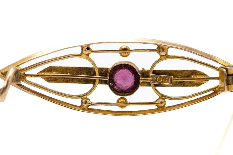 Broche Broche ancienne en or avec tourmalines et perles 58 Facettes 9153