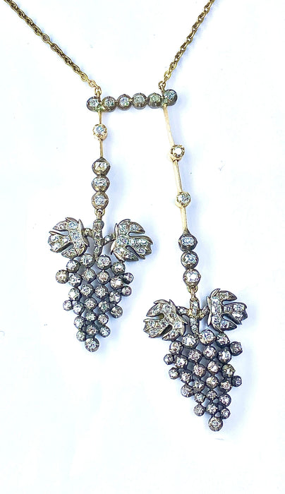 Juego collar descuidado y aretes de oro y plata, diamantes, Napoleón III