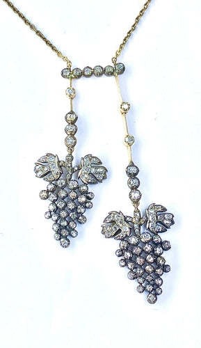 Boucles d'oreilles Parure collier négligé et boucles d’oreilles en or et argent, diamants, Napoléon III 58 Facettes AB437