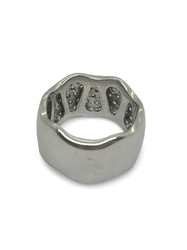 Bague 55 Alliance or blanc et diamant 1,50 ct 58 Facettes