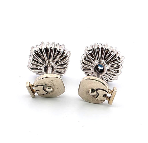 白金耳环，镶嵌蓝宝石和钻石 