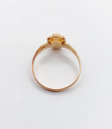 Bague 54.5 Bague marquise victorienne or rose ornée de perles dans une monture finement travaillée 58 Facettes A04592