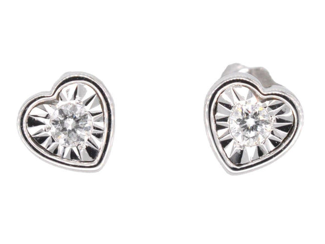 Boucles d'oreilles Boucles d'oreilles en or blanc avec un diamant taille brillant en forme de cœur 58 Facettes 2096
