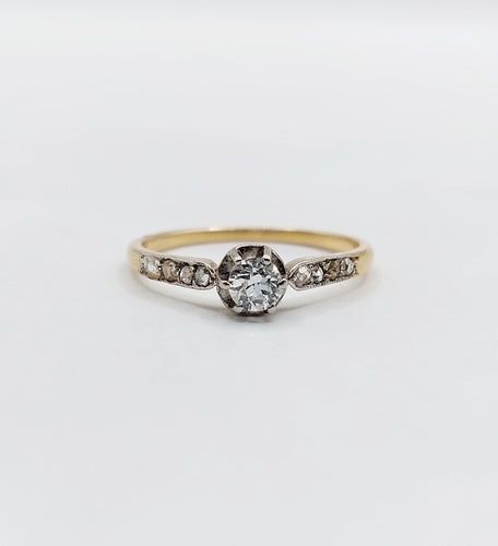 Bague 48 Bague solitaire art déco or jaune et diamants 58 Facettes A05660