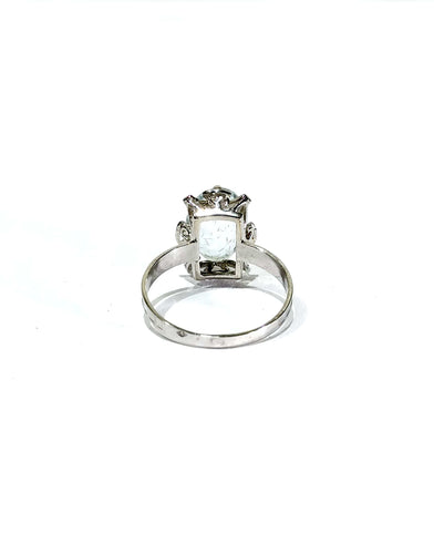 Bague 55 Bague En Or Blanc Et Aigue-Marine 58 Facettes