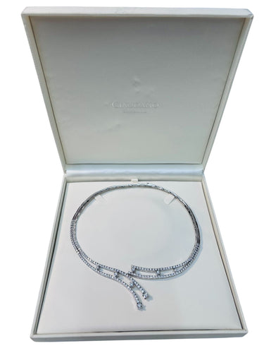 Collier Collier double ligne en or blanc et diamants 58 Facettes 258993