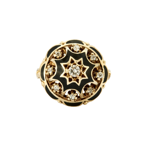 Bague 56 Bague Dôme Diamants Email 58 Facettes LMB-51