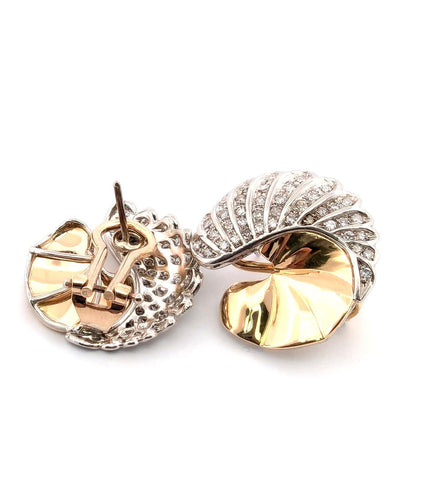 Boucles d'oreilles Boucles d'oreilles en platine et or avec diamants 58 Facettes