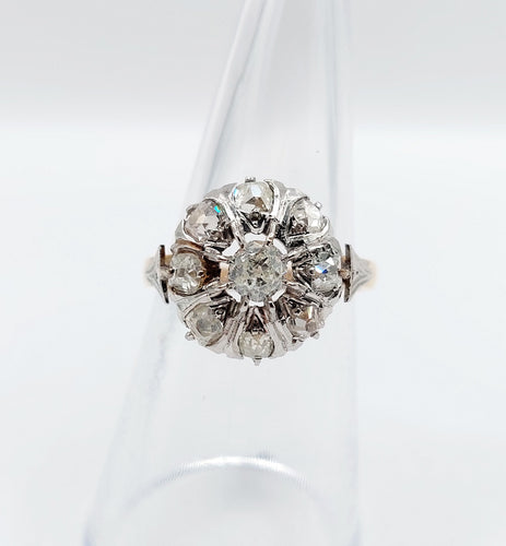 Bague 54 Bague marguerite or jaune, platine et diamants taille ancienne (circa 1920) 58 Facettes A05474