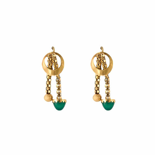 Boucles d'oreilles Pendants d'oreilles or jaune et chrysoprase 58 Facettes TOU1223