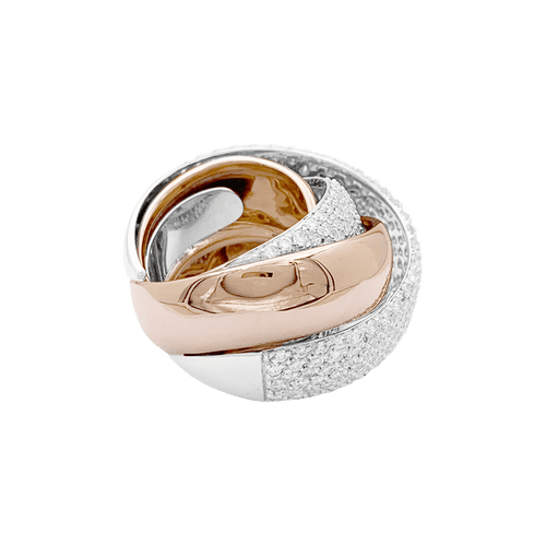 Bague 51 Bague quatre joncs deux ors et diamants. 58 Facettes 34736