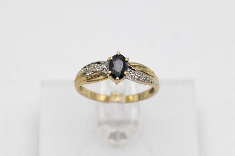 Bague 51 Vintage yellow gold ring with sapphire and diamonds, mid-20th century 58 Facettes 9859