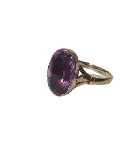 Bague 58.5 Bague XIXe pierre violette sur paillon or rose 58 Facettes