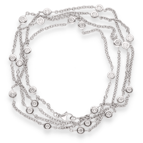 Collier Sautoir en or gris 18K – 80 cm – 2,50 ct de diamants brillants G-VS 58 Facettes