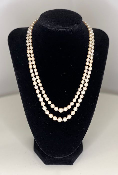 2 Row Necklace 138 Cultured Pearls Gold Clasp