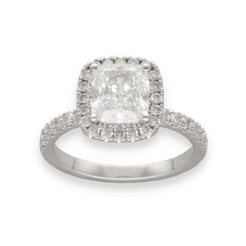 Bague 50 Solitaire or 14k diamant coussin 1,80 ct GIA + 0,35 ct - Taille 50 58 Facettes FB10189