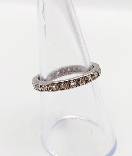 Bague 54 Alliance américaine art deco Palladium et diamants 58 Facettes A06021