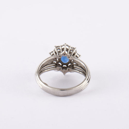 Bague 60 Bague Jonc Marguerite platine, saphir, diamants 58 Facettes