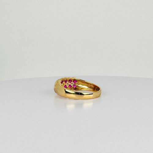 Bague 57.5 Bague en or jaune ornée de rubis et de diamants à facettes carrées 58 Facettes 2511004