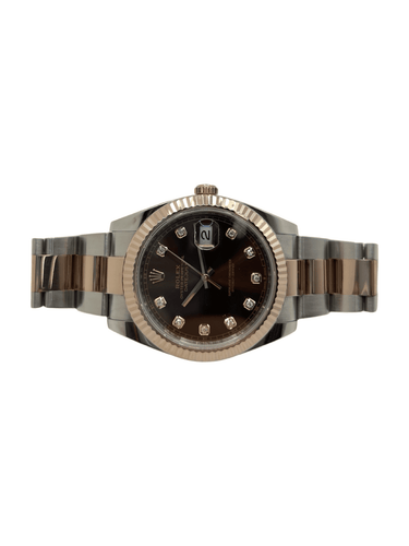 Montre Rolex Datejust 41 ou rose chocolat et diamants 58 Facettes