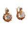 Boucles d'oreilles Dormeuses antique or rose 18k verres blancs taille coussin (circa 1900) 58 Facettes A06051