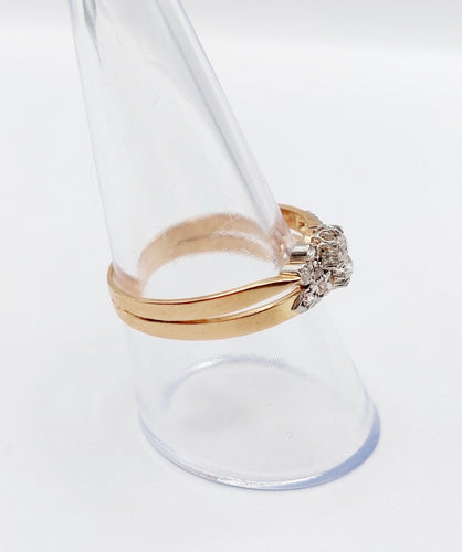 Bague 58.5 Bague toi et moi antique en or rose 18k et diamants taille ancienne 58 Facettes A06482