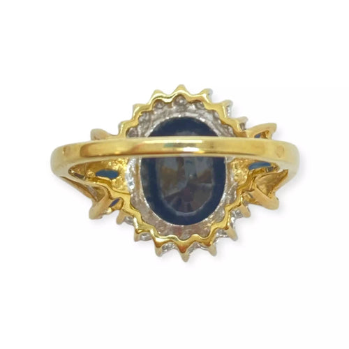 Bague 54 Bague or jaune saphir et diamants 58 Facettes 330070271