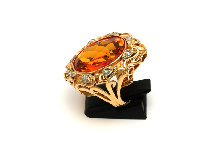 Bague 50 Bague en or jaune sertie d'une citrine et de diamants 58 Facettes 20348