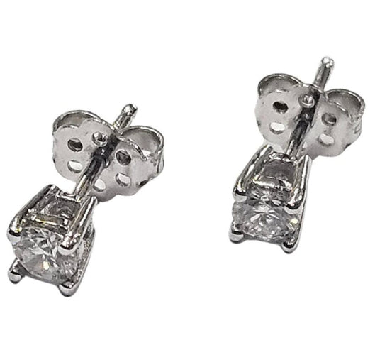 Boucles d'oreilles Boucles d'oreilles clous classiques avec diamant naturel, taille brillant, or blanc 58 Facettes Q406B