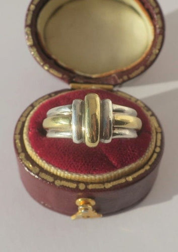 Bague 47 Christofle - Bague jonc vintage godrons en or 18k et argent 58 Facettes