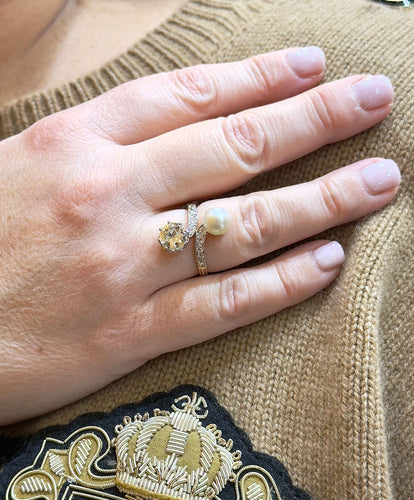 Bague Bague ancienne en or et platine, diamants et perle 58 Facettes