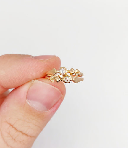 古董戒指Toi & Moi 玫瑰金 玫瑰式切割钻石（约1900年） 