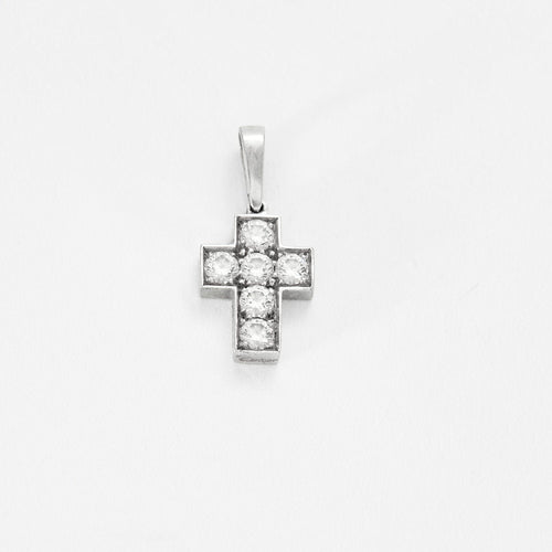 Pendentif CARTIER - Pendentif "Croix" en or blanc et diamants 58 Facettes