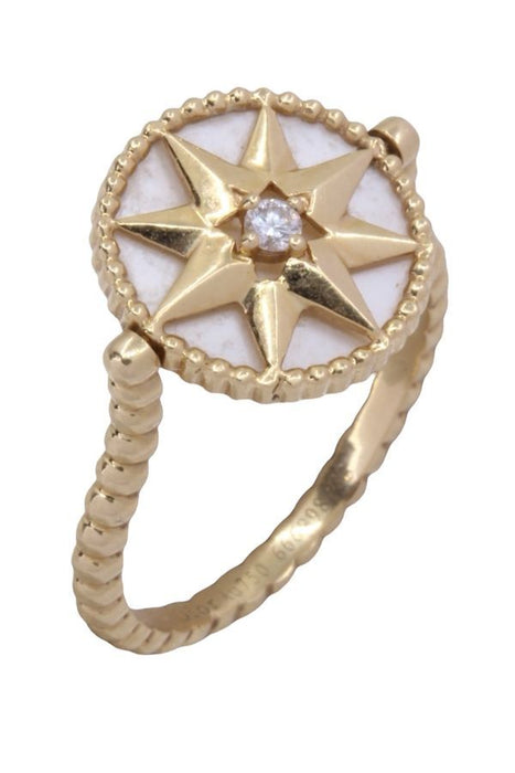 DIOR - RING "ROSE DES VENTS" YELLOW GOLD PEARL