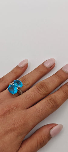 Bague 53 Bague Antonioni en or blanc et topaze 58 Facettes 21010248