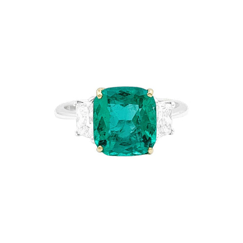 Bague 53 Bague émeraude, deux ors, diamants. 58 Facettes 34496