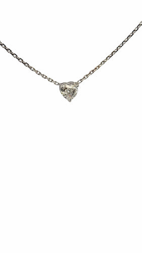 Collier Ras de cou or blanc diamant cœur 0,74 carat 58 Facettes