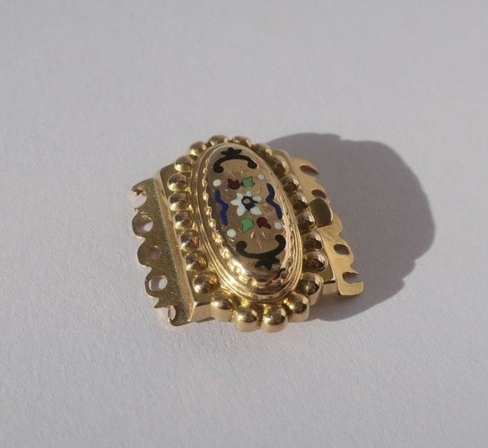 Rare fermoir régional émail or rose XIXe 58 Facettes