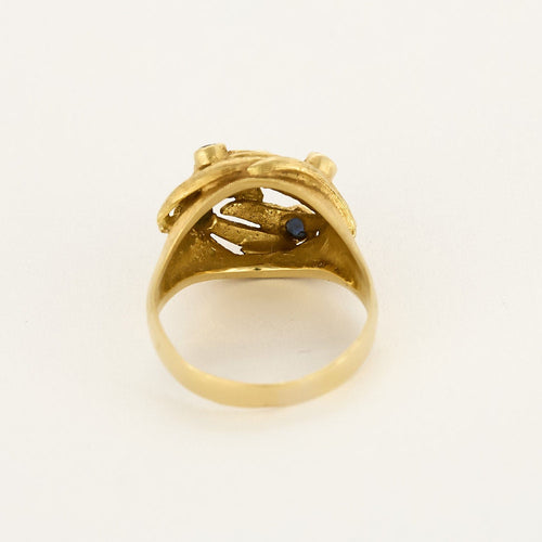 Bague 55,5 Bague dôme en or jaune et saphir 58 Facettes GU298X2
