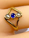 Bague 54 Bague or jaune, perles et pierre bleue 58 Facettes AB427