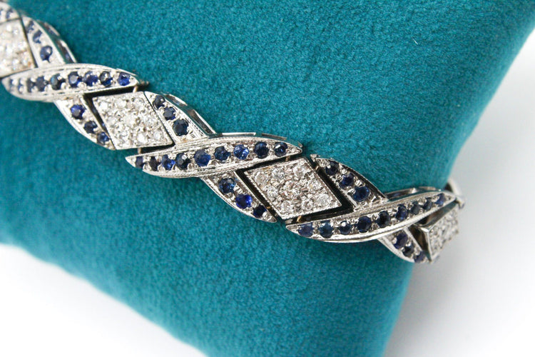 Bracelet Bracelet or blanc, diamants et saphirs 58 Facettes 240055