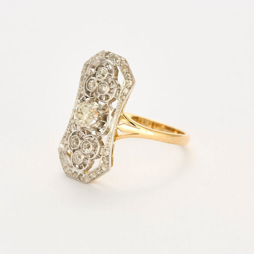 Bague 56 Bague "art Déco" en or, platine et diamants 58 Facettes P20L7