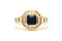 Bague 56 Bague contemporaine en or jaune 18 carats sertie d'un saphir et de diamants "taille" brillant (+-0.294ct) 58 Facettes B732