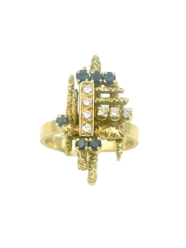 Bague 55 Bague Vintage Or, Saphirs et Diamants 58 Facettes