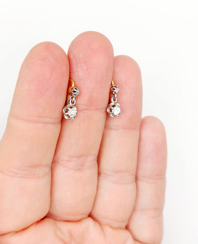 Ohrringe Ohrringe Klappcreolen im alten Schliff aus 18k Gold und Diamanten 58 Facettes A06618