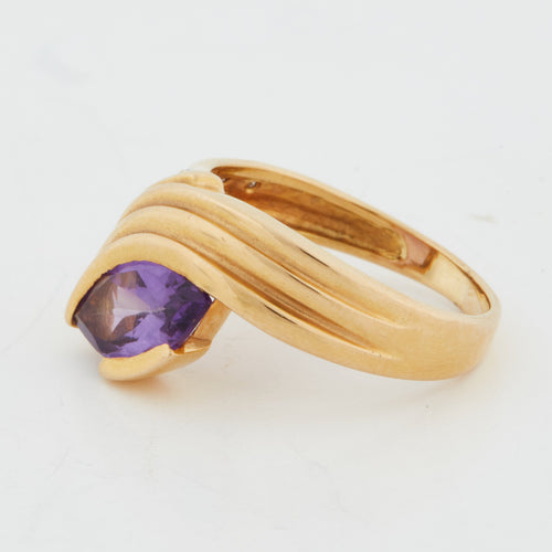 Bague 52 Bague Or Jaune - Améthyste Marquise et Diamants 58 Facettes RÉF 11316/10